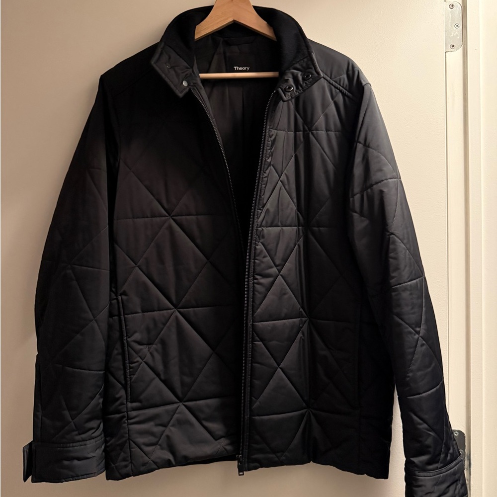 Theory Black Quilted Puffer Jacket for Men
